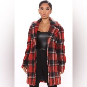 Plaid Red Black Teddy Jacket